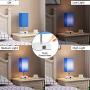 Touch Control Table Lamp, 3 Way Dimmable Beside Lamp with 2 USB Charging Ports, Nightstand Lamp for Bedroom, Living Room, Office, Coffee Table, Nursery Navy Blue Lamp, LED Bulb Included