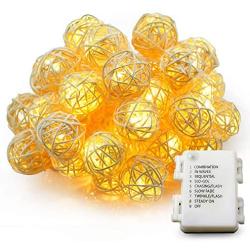 Globe Rattan Ball String Lights, Goodia 13.8feet 40 LED Warm White Fairy Light for Indoor,Bedroom,Curtain,Patio,Lawn,Landscape,Fairy Garden,Home,Wedding,Holiday,Christmas Tree,Party