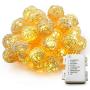 Globe Rattan Ball String Lights, Goodia 13.8feet 40 LED Warm White Fairy Light for Indoor,Bedroom,Curtain,Patio,Lawn,Landscape,Fairy Garden,Home,Wedding,Holiday,Christmas Tree,Party