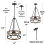 KSANA Farmhouse Drum Chandelier, Modern Faux Wood Light Fixture for Dining Rooms, Living Room, Bedroom and Foyer