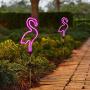 [Set of 2] Flamingo Solar Garden Stake Lights, Outdoor Solar Pathway Light for Lawn Patio Yard Walkway, Neon Pink Lighting (29.5'' Height)