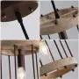 Wood and Metal Chandelier Square 1-Light Adjustable Height Ceiling Pendant Light Dining Room Lighting Fixtures Hanging，Living Room Light ,Kitchen Chandelier UL Listed