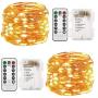 Twinkle Star 2 Set Christmas Fairy Lights Battery Operated, 33ft 100 Led String Lights Remote Control Timer Twinkle String Lights 8 Modes Firefly Lights for Garden Party Indoor Decor, Warm White