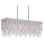Q&S Rectangle Crystal Chandelier Lighti Fixture, Modern Chrome 6 Lights Chandeliers Ceiling Light Fixture for Dinning Room, Living Room,Kitchen Island, Hotel Lobby,Chrome