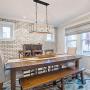 Wood and Metal Chandelier Rectangle 3-Light Adjustable Height Ceiling Pendant Light Dining Room Lighting Fixtures Hanging，Living Room Light ,Kitchen Chandelier UL Listed