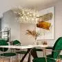 Modern Creative Linear Dandelion Chandelier Firework Chandelier G9 Lamp Holder Kitchen Dining Living Room Ceiling Lamp Lighting Fixture LED Light Home Decoration Hanging Installation Chandelier Gold