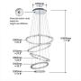 MEEROSEE Crystal Chandeliers Modern LED Ceiling Lights Fixtures Pendant Lighting Dining Room Chandelier Contemporary Adjustable Stainless Steel Cable 5 Rings DIY Design D31.5''+27.6''+23.6''+19.7''+11.8''