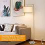 LED Floor Lamp, Montage Modern Floor Lamp, Classic Standing Lamp Reading Standing Light with Hanging Lamp Shade Minimalist Bedside Floor Lamp for Bedroom Living Room with LED Bulb - Silver