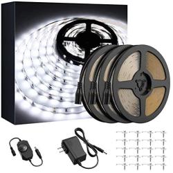 Onforu 49.2ft LED Strip Light, 6000K Daylight White Dimmable Tape Light, 15m 12v Flexible Ribbon Light, 2835 LEDs Rope Lighting for Home, Kitchen, Under Cabinet, Bedroom, Non-Waterproof