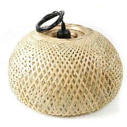 TFCFL Rattan Ceiling Wicker Shade Bar Pendant Light Fixtures Hollow Retro Bamboo Chandelier E27 Farmhouse Hanging Ceiling Lamp for Dinging Room Living Room, Bedroom, Leisure Venue