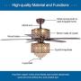 Crystal Ceiling Fan with Lights, Morpholife 52 inch Remote Control Modern Chandelier with 5 Wood Reversible Blades For Home Decoration Living Room