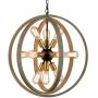 Globe Rustic Wood Chandelier Farmhouse Brass Sputnik Chandelier Dining Room, 12-Light, 24-in