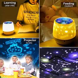 KISTRA Star Projector Night Light for Kids Bedroom (6-Films), 360°Rotating LED Starry Sky Nightlight, Table Lamp, Brightness & Color Adjust, Best Gift, XGu-005