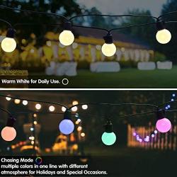 LED Outdoor String Lights 48ft RGB Patio Lights Color Changing with Remote Control Dimmable 25pcs G12 Globe Bulb String Lights Hanging Indoor Outdoor for Pergola Gazebo Bistro Cafe Backyard Lighting