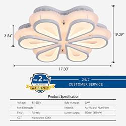 ROYAL PEARL Modern Flower Ceiling Light Fixture LED Pendant Lamp Chandelier Lighting for Living Room Bedroom