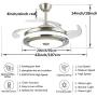 Fandian 42Inch Modern Ceiling Light with Fans Remote Control Retractable Blades for Living Room Bedroom Restaurant, Silver Color with Silent Motor (42In-2)
