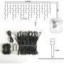 Fairy Curtain Lights Garden Icicle Lights, Battery Powered 102 Led Outdoor String Light with Remote & Timer, Dark Green Cable 8 Modes for Indoor Bedroom Christmas Party Wedding Decoration (Warm White)