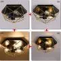 Farmhouse Flush Mount Ceiling Light,Brass Metal Contemporary Ceiling Lighting Cage Pendant Lighting Lamp Fixture with 3 E26 Bulb Base for Hallway,Restaurant,Warehouse,Barn,Living Room, Kitchen