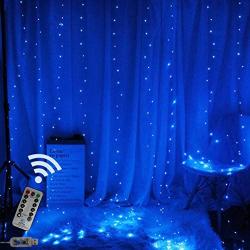 Dienalls Bedroom Lights, Hanging Lights Room Decor for Teen Girls, Led Curtain String Lights Waterproof 300LED Remote Control 8 Modes, Luces Led para Decoracion Habitacion 9.8ftx9.8ft Blue