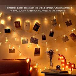 Lixada Fairy Lights Photo Clip String Lights - 7.22FT 20 LED Warm White Battery Powered Photo String Lights for Hanging Pictures Cards in Living Room Bedroom Party Wall Wedding