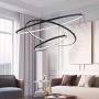 SUNMOO LED Pendant Light Modern Chandelier Led 3-Ring Adjustable Hanging Chandelier Light for Ding Room Kitchen Living Room Bedroom 3000K Warm Light 100W (Black)