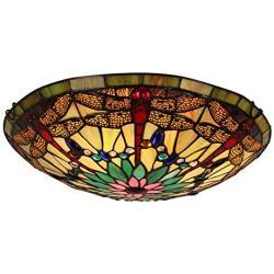 Artzone 16'' 3-Lights Tiffany Ceiling Lamp, Tiffany-Flush-Mount-Light, Tiffany Flush Mounted Ceiling Lights, Tiffany Ceiling Lights, Tiffany Ceiling Light, Stained Glass Lamps