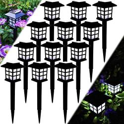 Meykers Solar Lights Outdoor Decorative for Garden Patio Landscape Path Pathway Yard Driveway at Night - Solar Powered Lanterns Stake LED Lighting Outside Decor Waterproof - 12 Pack Cold White