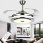 Southerns Lighting 36 Inch Modern Invisible Ceiling Fans with Light Retractable Blade Modern Ceiling Fan Chandelier Remote Control Lights for Living Room Bedroom LED Light with Fan (Silver-03)