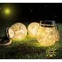 Solar Starry Fairy Glass Mason Jar Lantern, 30 LED Hanging Cracked Glass Jar Solar Lights, Outdoor Waterproof Decorative Landscape Lamps for Patio, Garden, Courtyard and Lawn (White Warm Light)