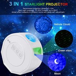 Star Projector, Galaxy Star Night Light Projector for Bedroom Ocean Wave Starry Night Light Projector with Bluetooth Music Speaker & Voice Control Sky Light Projector for Kids Adults