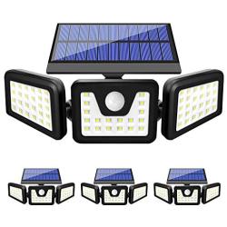 Solar Lights Outdoor, FURANDE Solar Motion Sensor Light Outdoor IP65 Waterproof 270° Wide Illumination 3 Adjustable Heads 70 LED Security Flood Light for Yard Patio Garage Entryway Front Door