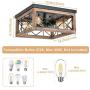 Eyassi Wood Flush Mount Ceiling Lights, 4-Lights Farmhouse Close to Ceiling Lighting Fixtures Black Wooden Ceiling Lamp for Kitchen Island Living Room Bedroom Hallway Laundry Entryway