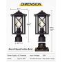 Outdoor Post Light Fixture Exterior Pole Street Lantern with 3 inch Pier Mount Base, 2 Pack KAUEN Outdoor Post Lamp with Clear Glass Shade for Garden Patio Pathway,Black
