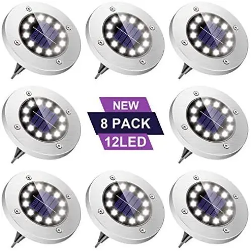 Solar Ground Lights, Upgraded 12 LED Waterproof Solar Disk Lights, In-Ground Solar Lights Outdoor for Patio Pathway Garden Lawn Yard Driveway Deck Walkway (8 Pack White) Solar Ground Lights, Upgraded 12 LED Waterproof Solar Disk Lights, In-Ground Solar Lights Outdoor for Patio Pathway Garden Lawn Yard Driveway Deck Walkway (8 Pack White)