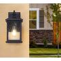 Dusk to Dawn Outdoor Wall Light,Photocell Enable or Disable Porch Light,Clear Seeded Glass Shade,Black