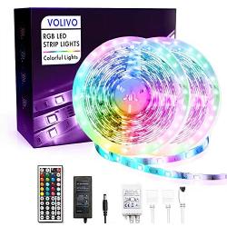 Volivo Waterproof Led Lights for Bedroom 32.8ft Color Changing Strip Light Kit, 2 Rolls of 16.4ft