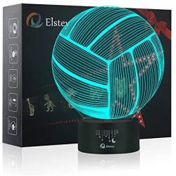 Volleyball 3D Lamp Optical Illusion Night Light, Elstey 7 Color Changing Touch Switch Acrylic Flat & ABS Base & USB Cable Decoration Lamps for Christmas Gift…