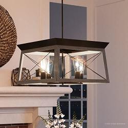 Luxury Industrial Chic Chandelier, Medium Size: 12''H x 20''W, with Modern Farmhouse Style Elements, Olde Bronze Finish, UHP2122 from The Berkeley Collection by Urban Ambiance