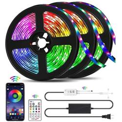 QZYL Led Lights for Bedroom,49.2 Feet Led Strip Lights,Music Sync Color Changing Flexible Rope Lights with Remote App Control Luces Led Strips Lights for Party Home Decoration