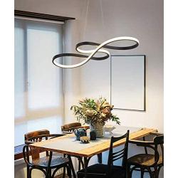 Modern Chandelier Lighting LED Dining Room Dimmable Pendant Light, Length 100cm and Chain 150cm Height Adjustable Hanging Lamp, Creative Design Chandelier Lighting for Kitchen Island (Black)