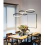 Modern Chandelier Lighting LED Dining Room Dimmable Pendant Light, Length 100cm and Chain 150cm Height Adjustable Hanging Lamp, Creative Design Chandelier Lighting for Kitchen Island (Black)