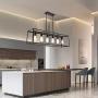 6 Light VINLUZ Classic Kitchen Island Pendnat Light Oil Rubbed Bronze Linear Adjustable Rectangle Chandelier for Dining Room Kitchen