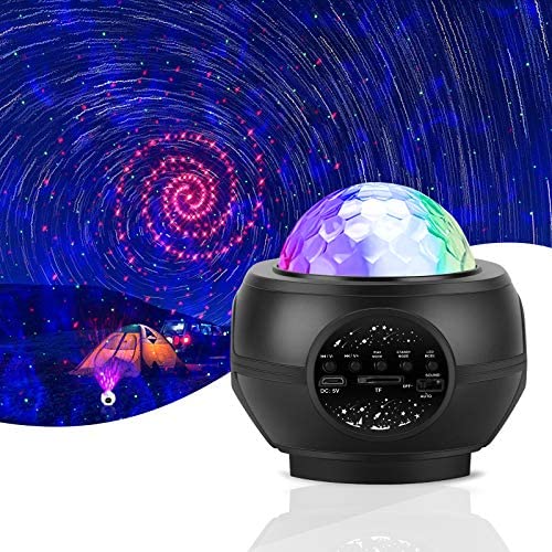 Upgrade Star Projector Night Light,Star Projector Ocean Wave Night Light Bluetooth Remote Control Projector with Music Speaker Sound Sensor 32 Lighting Modes, Star Projector for Kids Adults(Black)