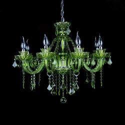 LAKIQ Crystal Modern Chandelier Lighting Fixtures Living Room Bedroom Hanging Pendant Light Candle Candelabras Shape Length Adjustable for Dining Room (Green, 6 Lights)