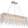 7PM Rectangular Chandelier Crystals Luxury Hanging Pendant Light for Dining Room Kitchen Island