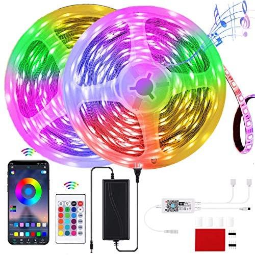 32.8ft/10M LED Strip Lights, GOADROM Smart RGB LEDs Light Rope Lights Music Sync DIY Colors Changing Timing with Remote + APP Bluetooth Controller for Bedroom Home TV Party Christmas