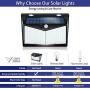 Solar Lights Outdoor 208 LED ，Solar Motion Lights Outdoor，3 Optional Modes Wireless Motion Sensor Light with 270°Wide Angle, IP65 Waterproof, Easy-to-Install Garden, Front Door, Yard, Garage-2Pack