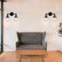 Pathson Vintage 2 Light Wall Sconce, Industrial Bathroom Vanity Lights with Globe Shade, Double Wall Lamp Fixtures for Living Room Bedroom (Matte Black)