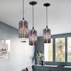 Wylolik Modern Creativity 3D Colourful Cylindrical Glass Fashion Fireworks ART Shop Decoration Lighting Led Personality Pendant Light Restaurant Chandelier Bedroom E27 Hang Lamp Dining Room Line Light