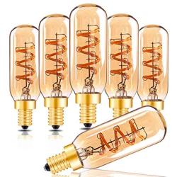 Dimmable T6 Led Bulb Genixgreen Candelabra Led 2200K Amber Glass 150lm 3W E12 T25 Eye Protection Led Filament Bulb CRI 90+ Edison Bulb Equivalent 25W Decorative Lights Bulb for Home Bedroom Pack of 6